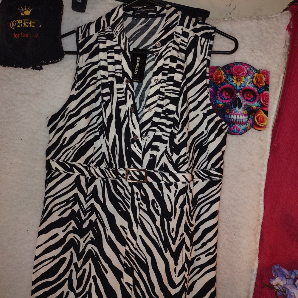 Express Black and White Zebra Print Top